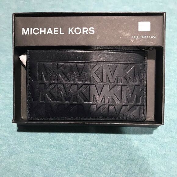 Michael Kors LEATHER Men's Tall Embossed Leather Card Case - Picture 3 of 11